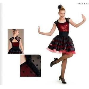 Dance Costume Large Adult Red Curtain Call J5231 Jazz  Musical Theater Metallic